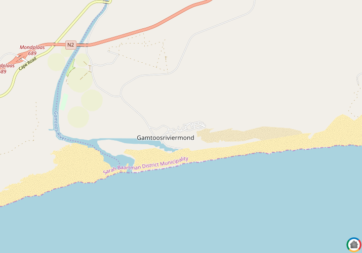 Map location of Gamtoos Mouth